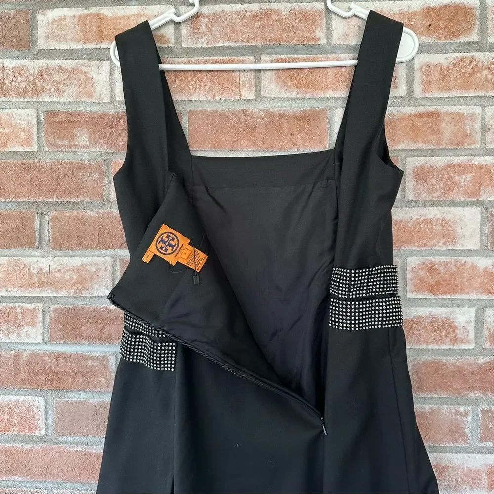Tory Burch Crystal Cocktail Dress A Line Knee Length Women’s 8 Black Party